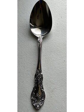 Springtime Stainless Steel Serving Spoon Japan Floral Pattern Vintage Flatware